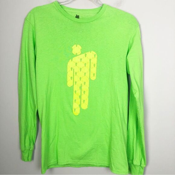 BILLIE EILISH | Long Sleeve Lime Green Crewneck Graphic Tee Unisex Size Small - Picture 1 of 7
